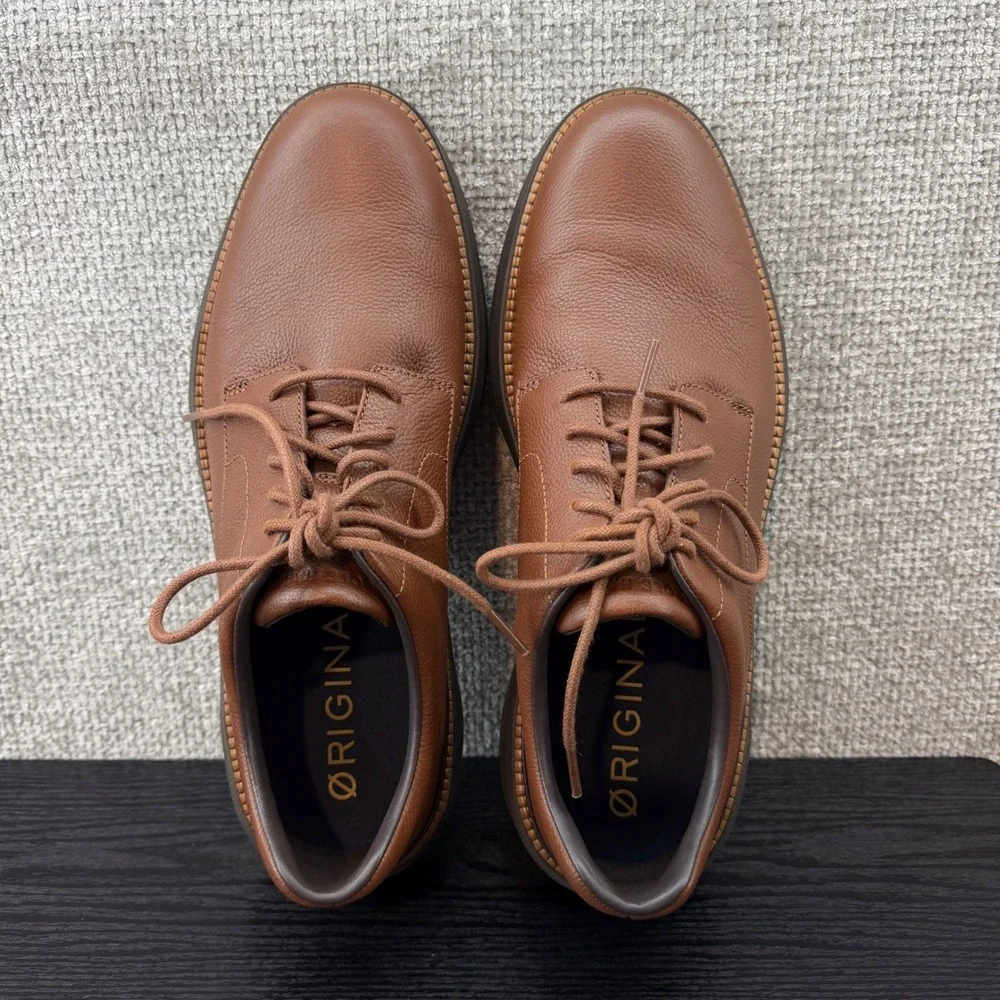 Cole Haan OriginalGrand Oxford Mens 10.5M Brown Pebbled Leather C43637 Cushion